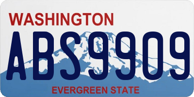WA license plate ABS9909