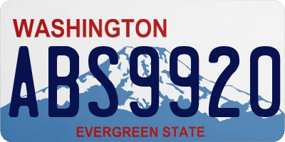 WA license plate ABS9920