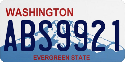 WA license plate ABS9921