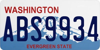 WA license plate ABS9934