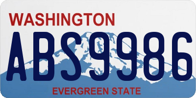 WA license plate ABS9986
