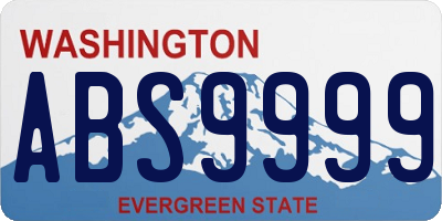 WA license plate ABS9999