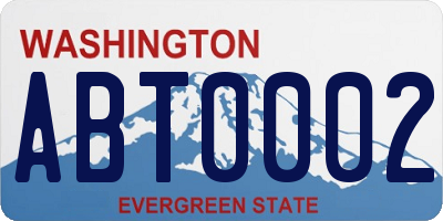 WA license plate ABT0002