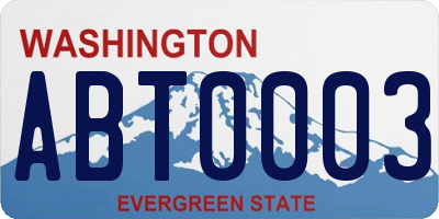WA license plate ABT0003