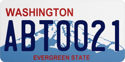 WA license plate ABT0021