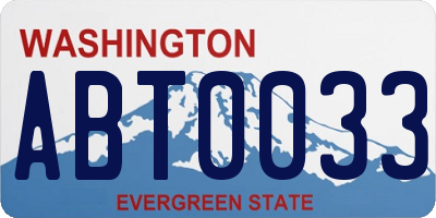 WA license plate ABT0033