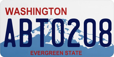 WA license plate ABT0208