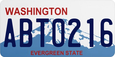 WA license plate ABT0216