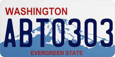 WA license plate ABT0303