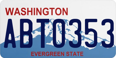 WA license plate ABT0353