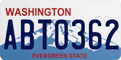 WA license plate ABT0362