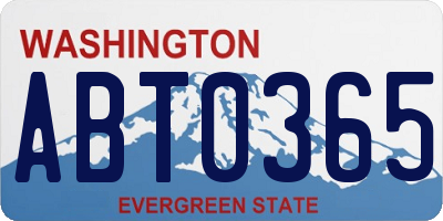 WA license plate ABT0365