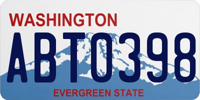 WA license plate ABT0398