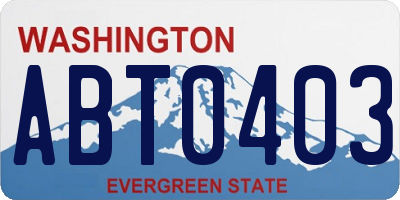 WA license plate ABT0403