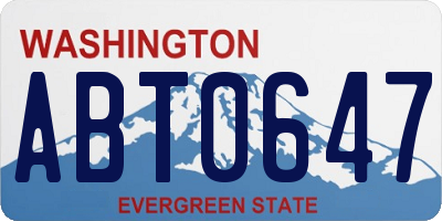WA license plate ABT0647
