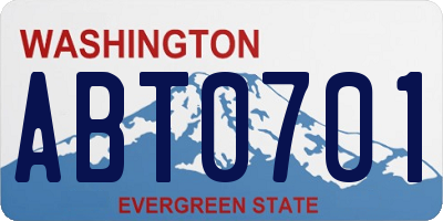 WA license plate ABT0701