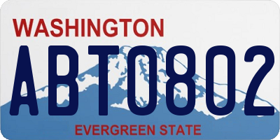 WA license plate ABT0802
