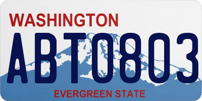 WA license plate ABT0803