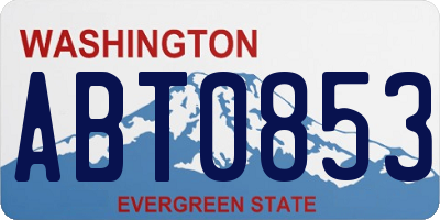 WA license plate ABT0853