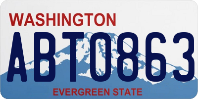 WA license plate ABT0863