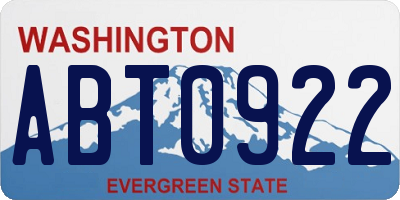 WA license plate ABT0922