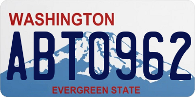 WA license plate ABT0962