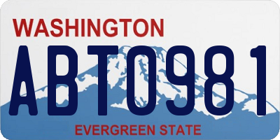 WA license plate ABT0981