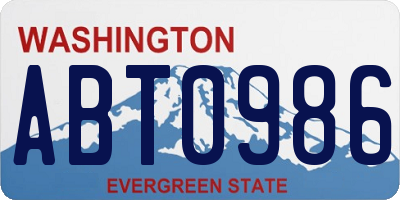 WA license plate ABT0986