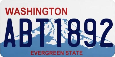 WA license plate ABT1892