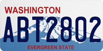 WA license plate ABT2802