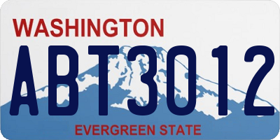 WA license plate ABT3012