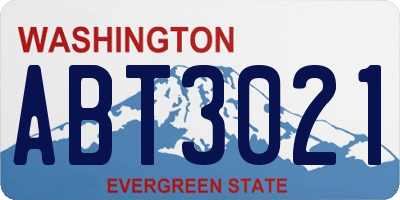 WA license plate ABT3021