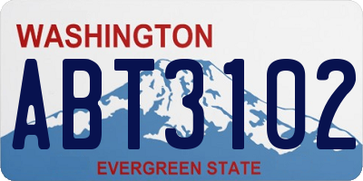 WA license plate ABT3102