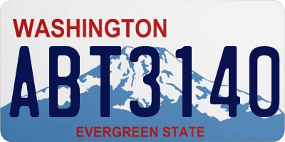 WA license plate ABT3140