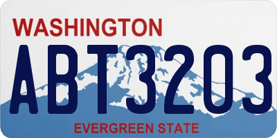 WA license plate ABT3203