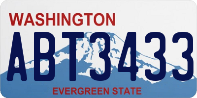 WA license plate ABT3433