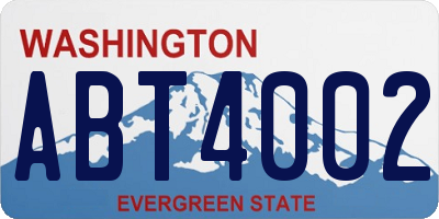 WA license plate ABT4002