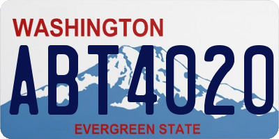 WA license plate ABT4020