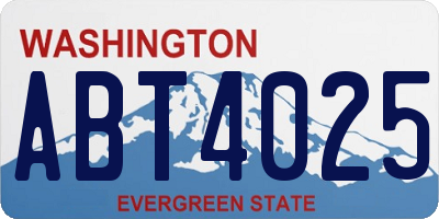 WA license plate ABT4025