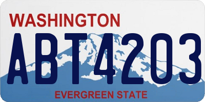 WA license plate ABT4203