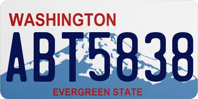 WA license plate ABT5838
