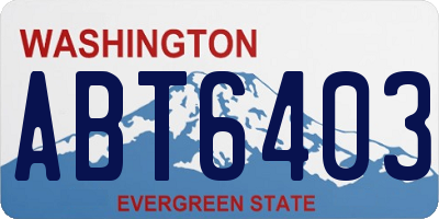 WA license plate ABT6403