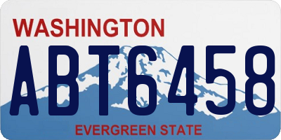 WA license plate ABT6458