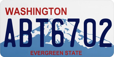 WA license plate ABT6702