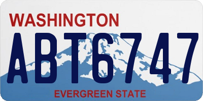 WA license plate ABT6747