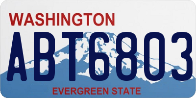 WA license plate ABT6803