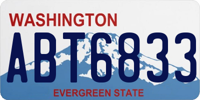 WA license plate ABT6833