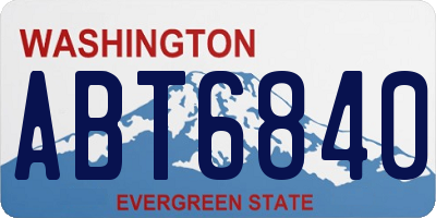 WA license plate ABT6840