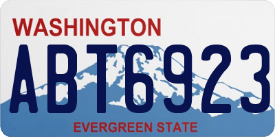 WA license plate ABT6923