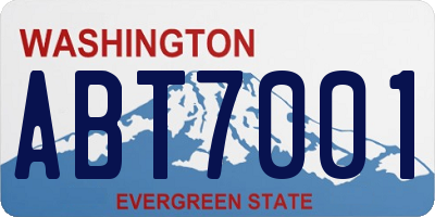 WA license plate ABT7001
